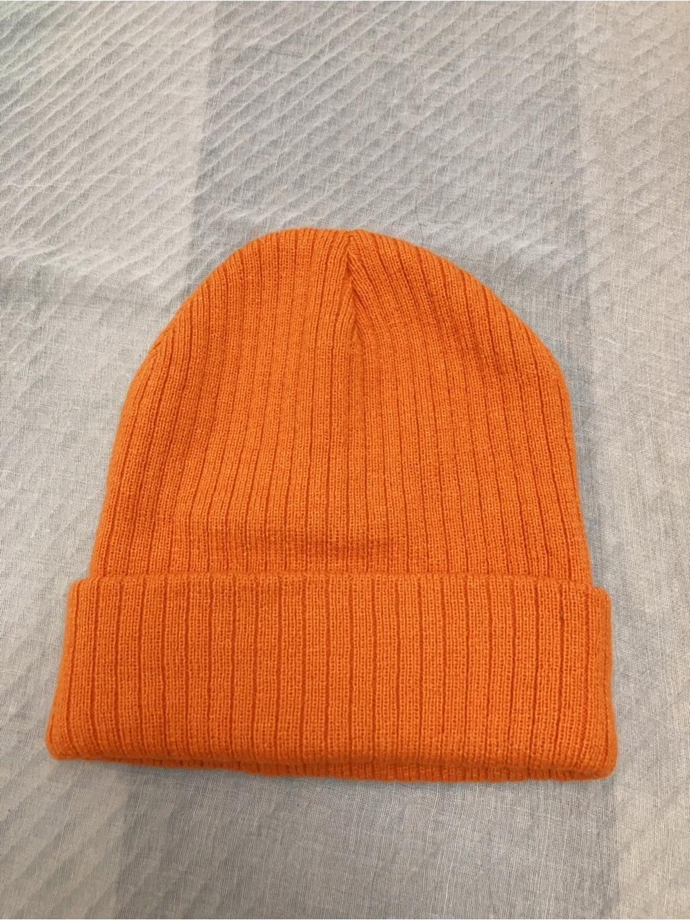 Chunky Orange Ribbed Beanie